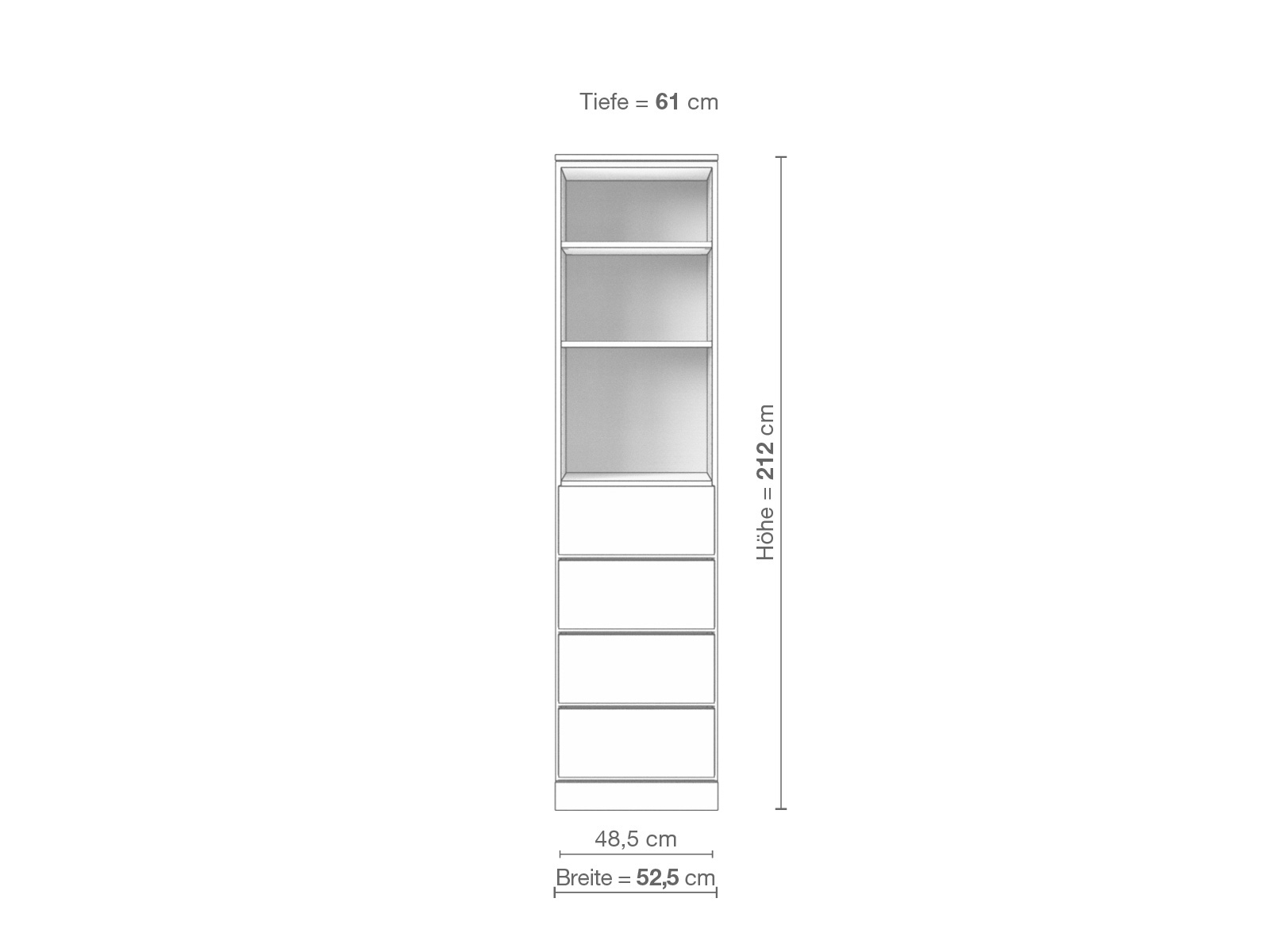 Zirbenschrank „Ramon“, 1-türig, Höhe 212 cm, Inneneinrichtung D