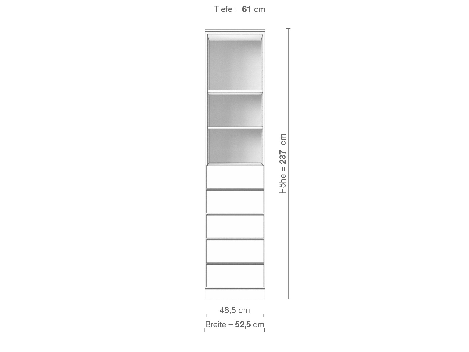 Zirbenschrank „Ramon“, 1-türig, Höhe 237 cm, Inneneinrichtung D