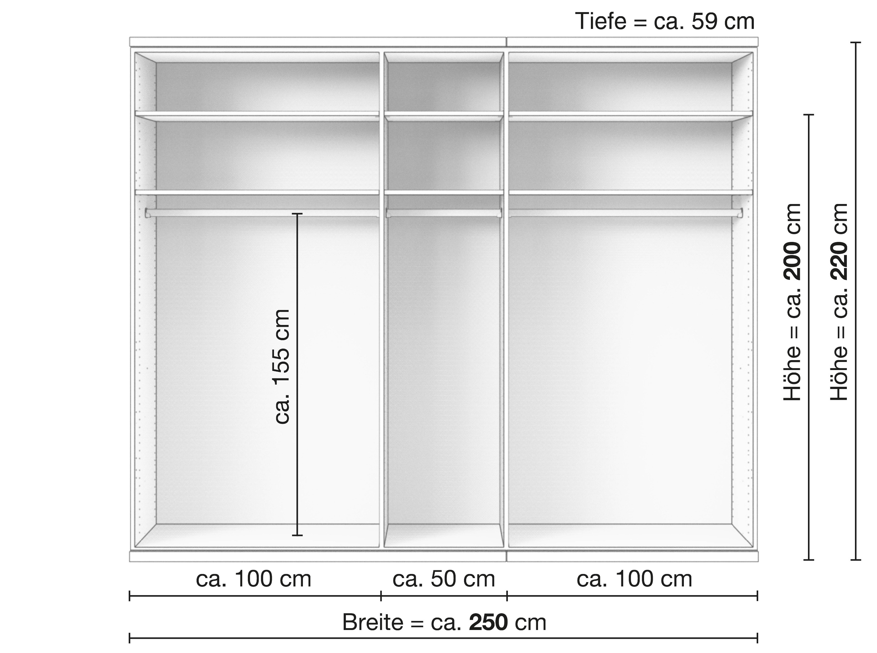 Zirbenschrank „Romana“, 5-türig, Inneneinrichtung: A