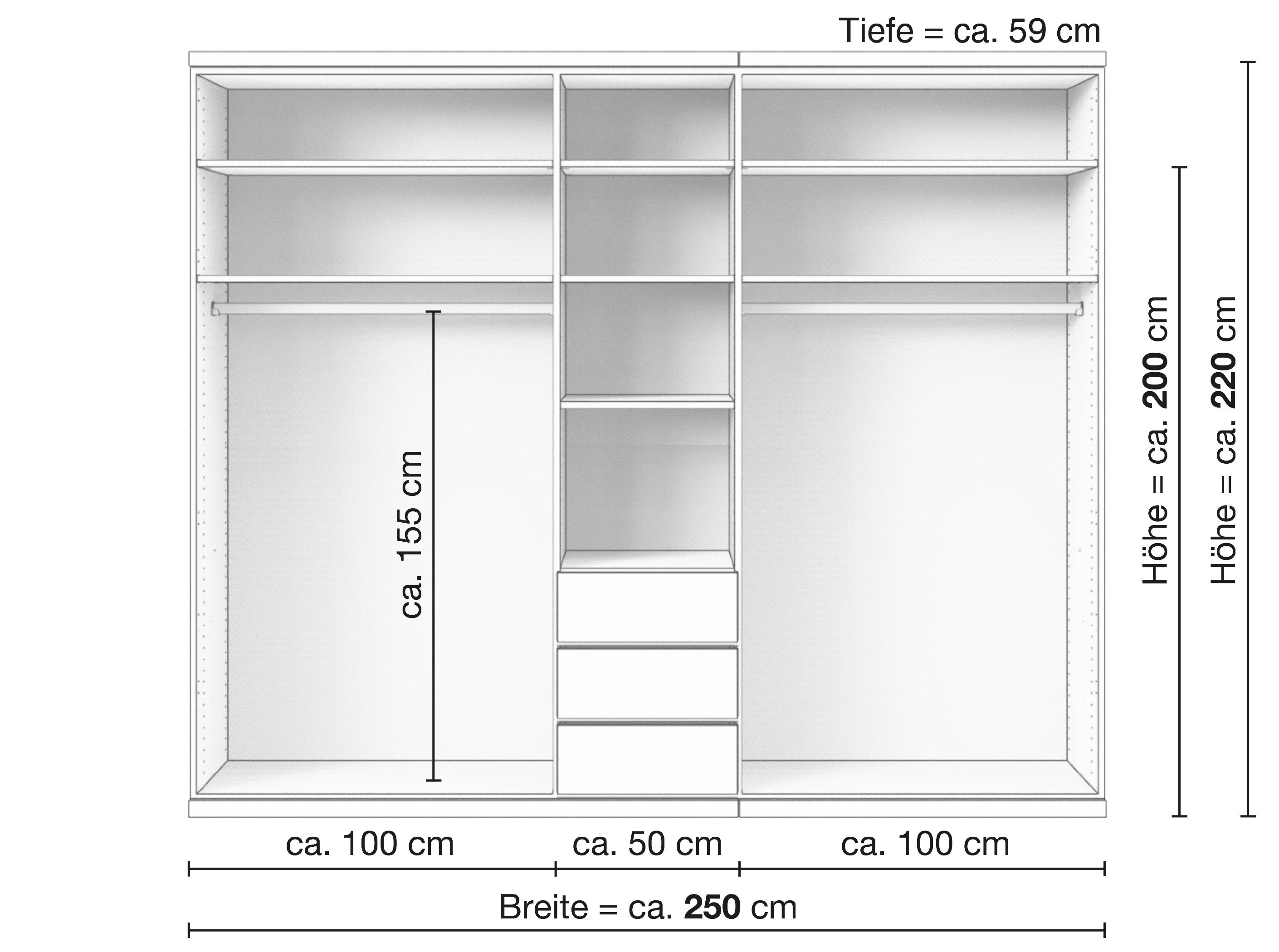 Zirbenschrank „Romana“, 5-türig, Inneneinrichtung: E