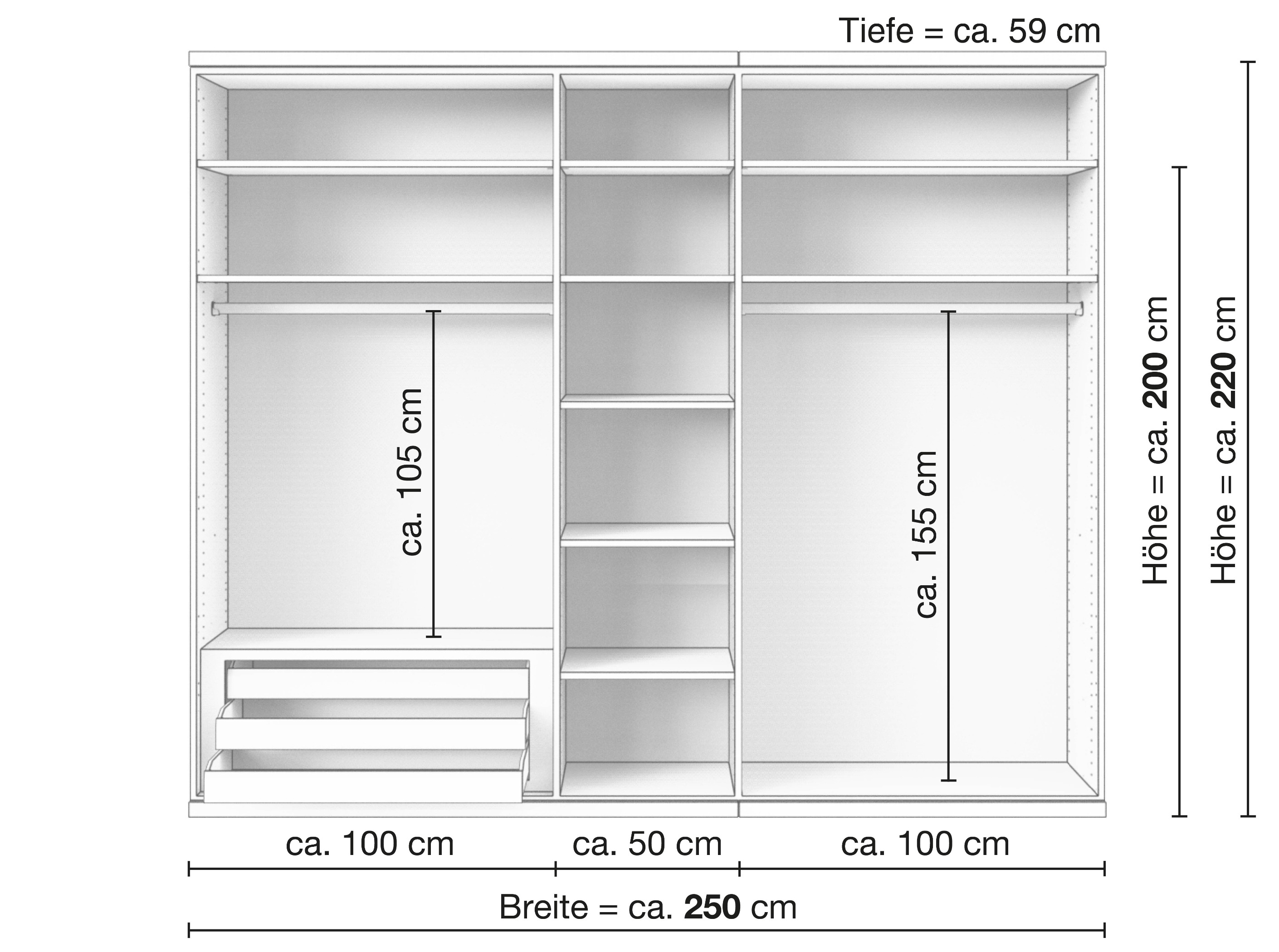 Zirbenschrank „Romana“, 5-türig, Inneneinrichtung: C